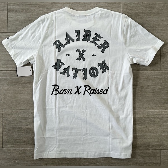 Men's BORN X RAISED Las Vegas Raiders Raider Nation Tee T-Shirt White Sz L Large - Picture 6 of 7